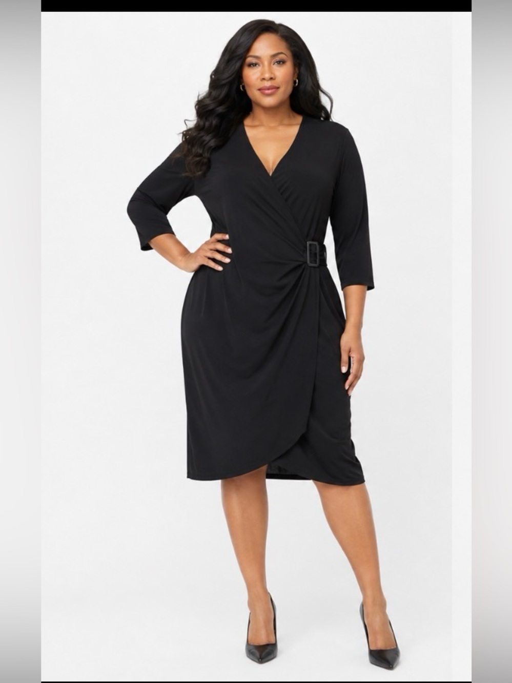 Grace Black Long Sleeve Wrap Dress